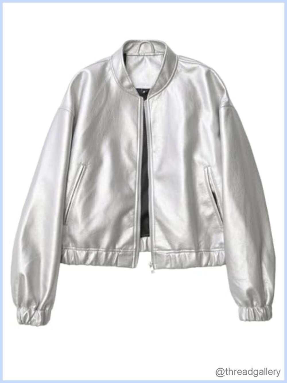 Faux Leather Bomber Jacket Long Sleeve Zip Up Motorcycle Coat